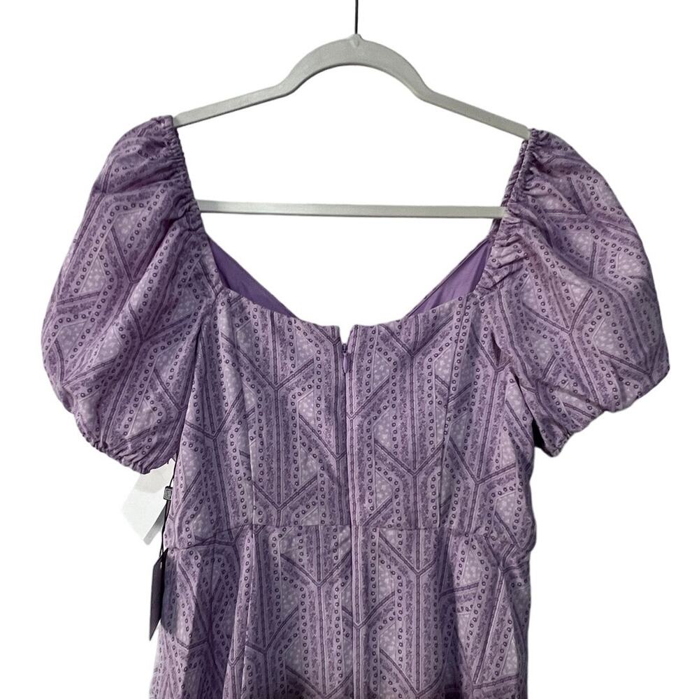 Laundry Womens 4 Purple Floral Ruffle Puff Sleeve Mini Dress Swiftie Lover era - Picture 6 of 11